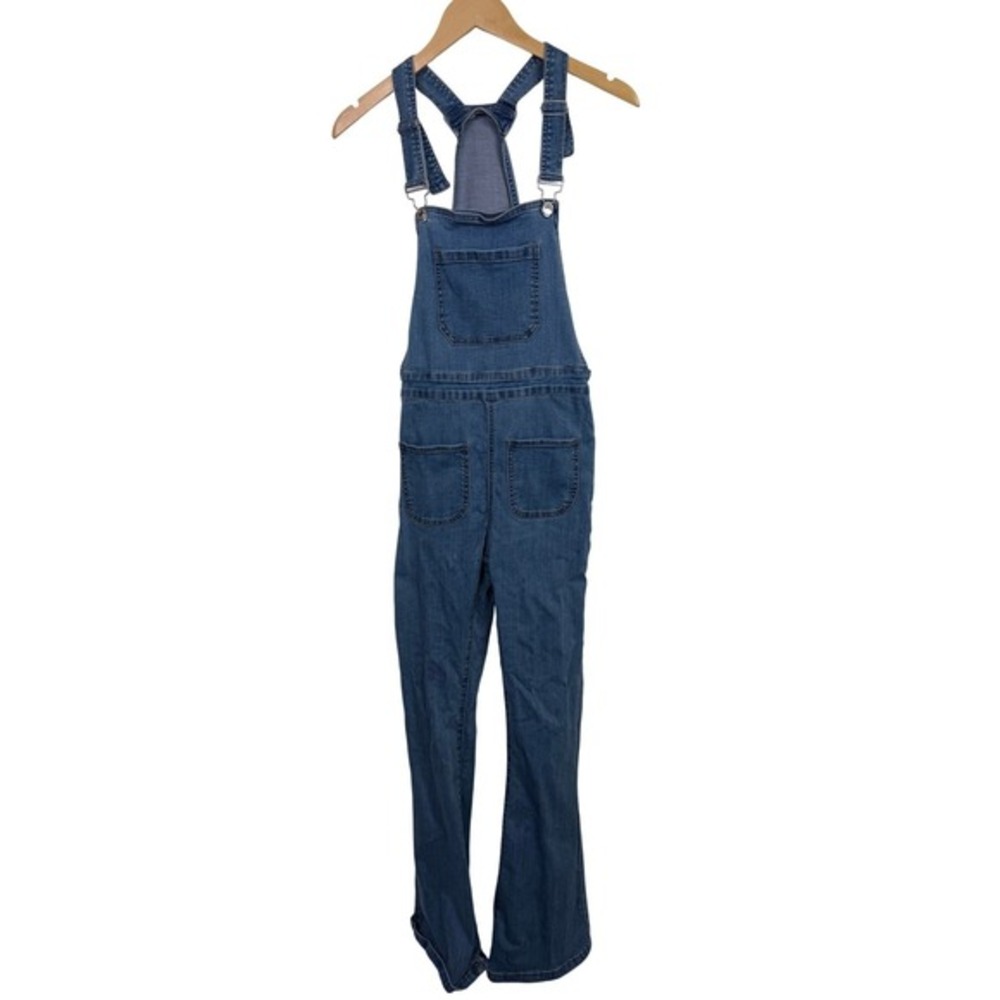 Edikted Denim Overalls Women Size S Blue Flare Leg Jumpsuit - Picture 3 of 8